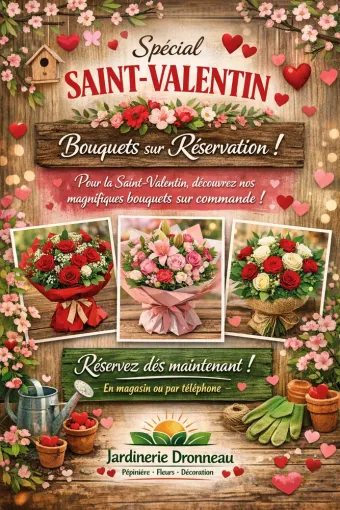 pour la saint valentin venez réserver vos bouquets dans votre jardinerie, Chalais, JARDINERIE DRONNEAU