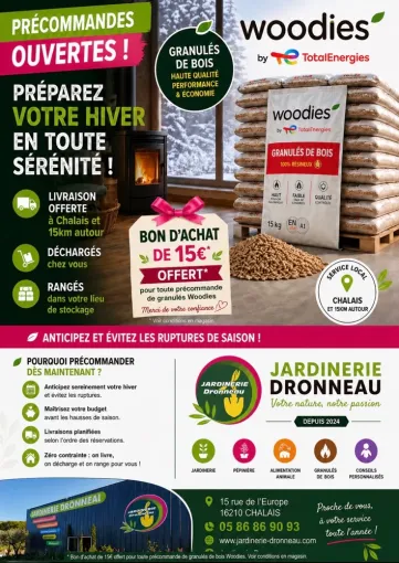 Granulés de bois sur Chalais Barbezieux Ribérac Villebois-Lavalette La Roche-Chalais, Chalais, JARDINERIE DRONNEAU